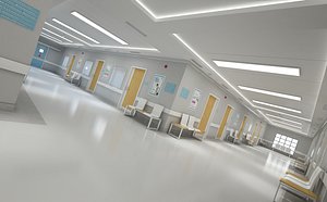 Photorealistic Hospital Hallway Corridor 3D model