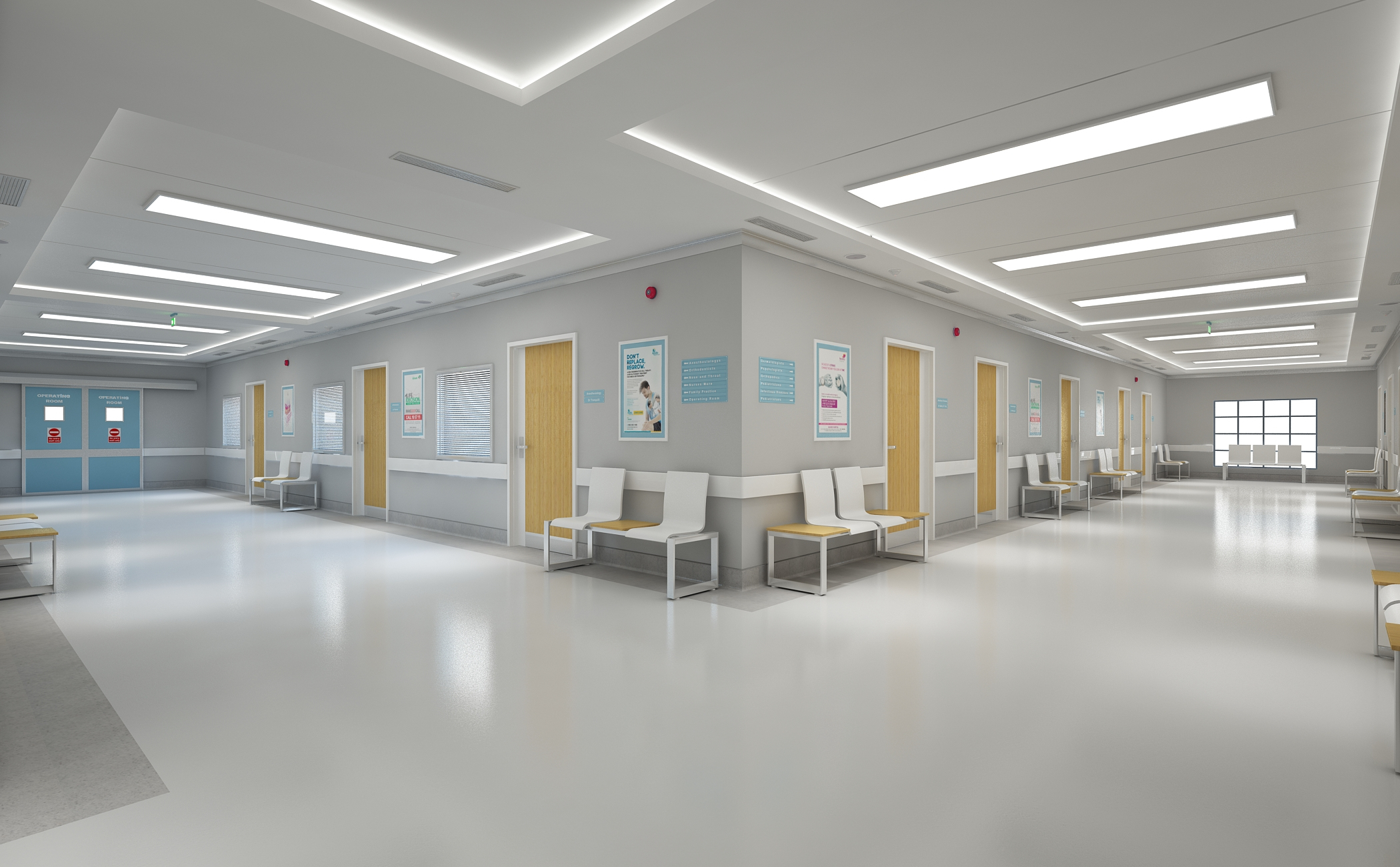 Photorealistic Hospital Hallway Corridor 3D model - TurboSquid 1793195