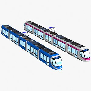 urbos 3 tram in west midlands - birmingham new and old livery 3D