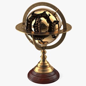 Golden Ruptured Globe on Antique Stand 3D model