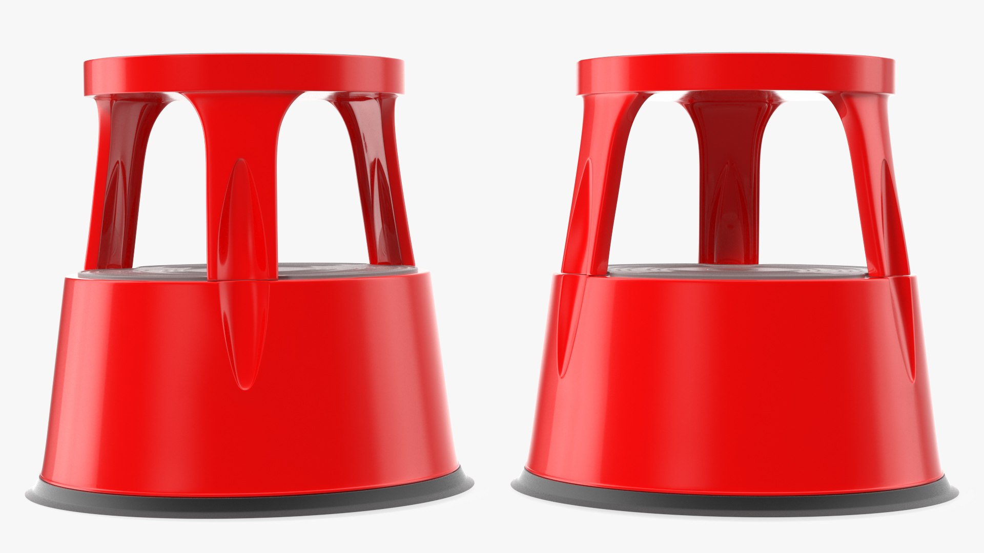 Mobile Kick Stool Steel Red 3D model preview