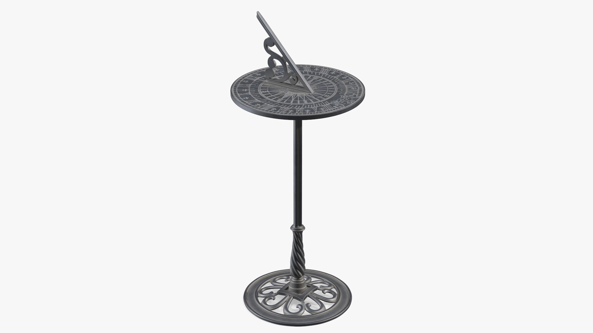 Horizontal Sundial on Pedestal Base 3D model preview