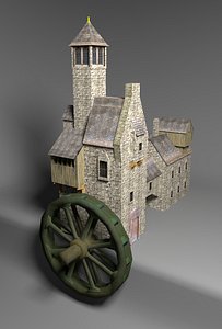 Water mill low poly