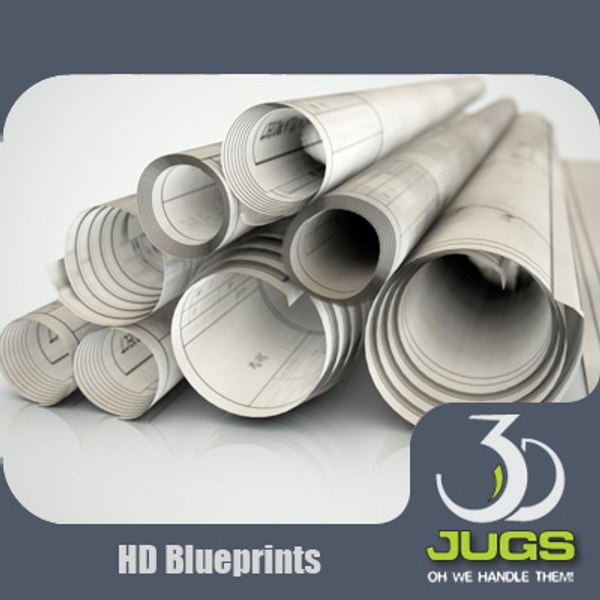 architectural rolled drawing 3d model
