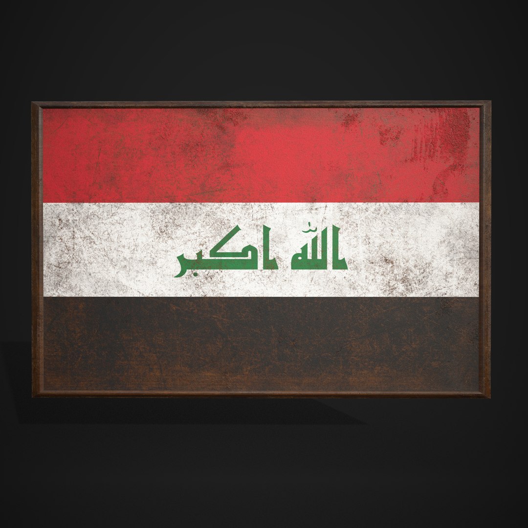 3D Old Picture Frame With Iraq Flag - Game Ready PBR Low-poly 3D Model ...