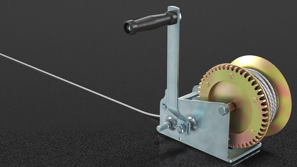 Heavy Duty Hand Winch with Steel Cable 3D model - TurboSquid 1864961