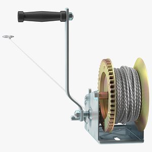Heavy Duty Hand Winch with Steel Cable 3D model