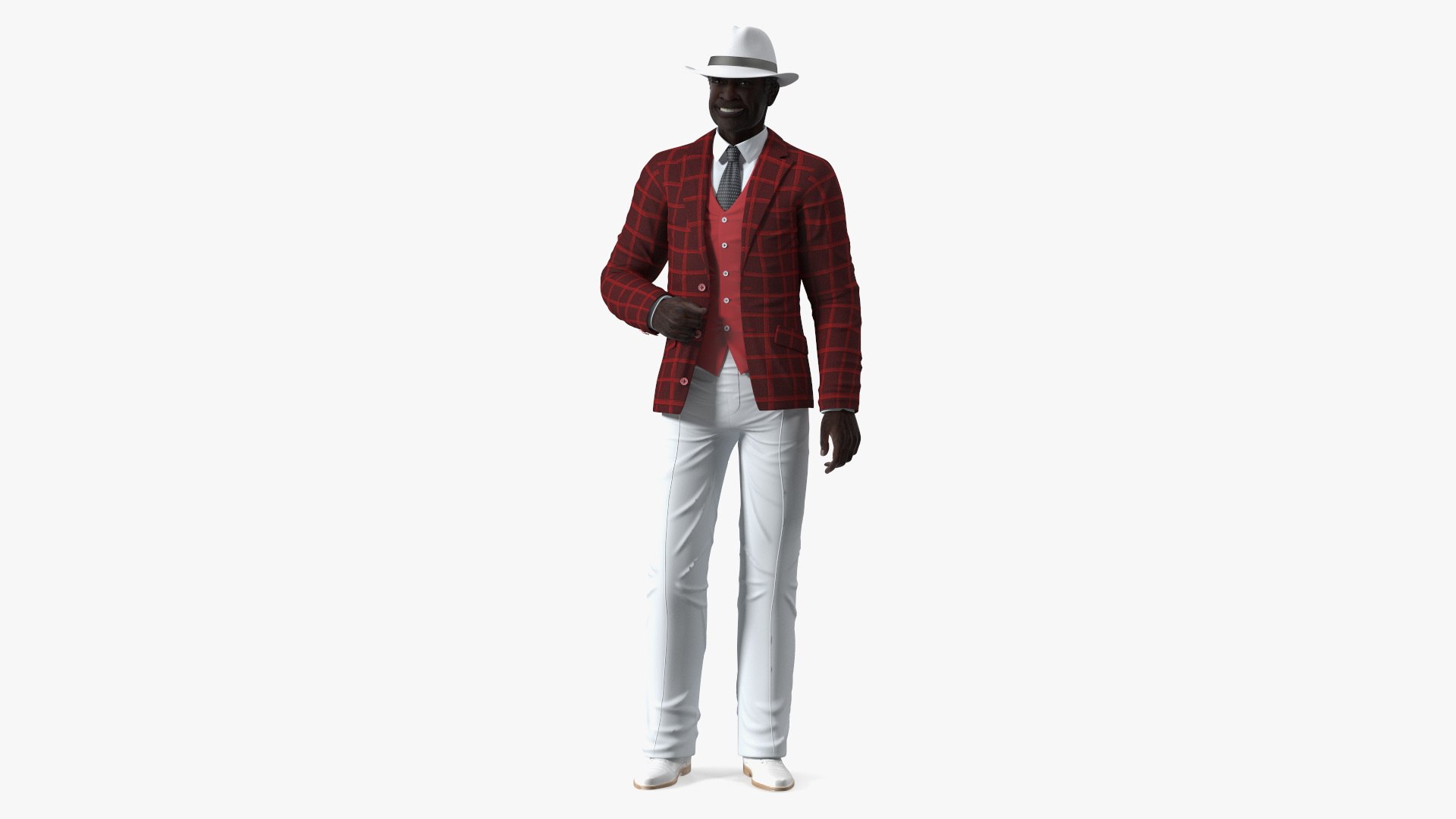 Afro American Grandpa Party Outfit Standing 3D model preview