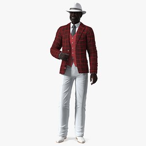 3D model Afro American Grandpa Party Outfit Standing