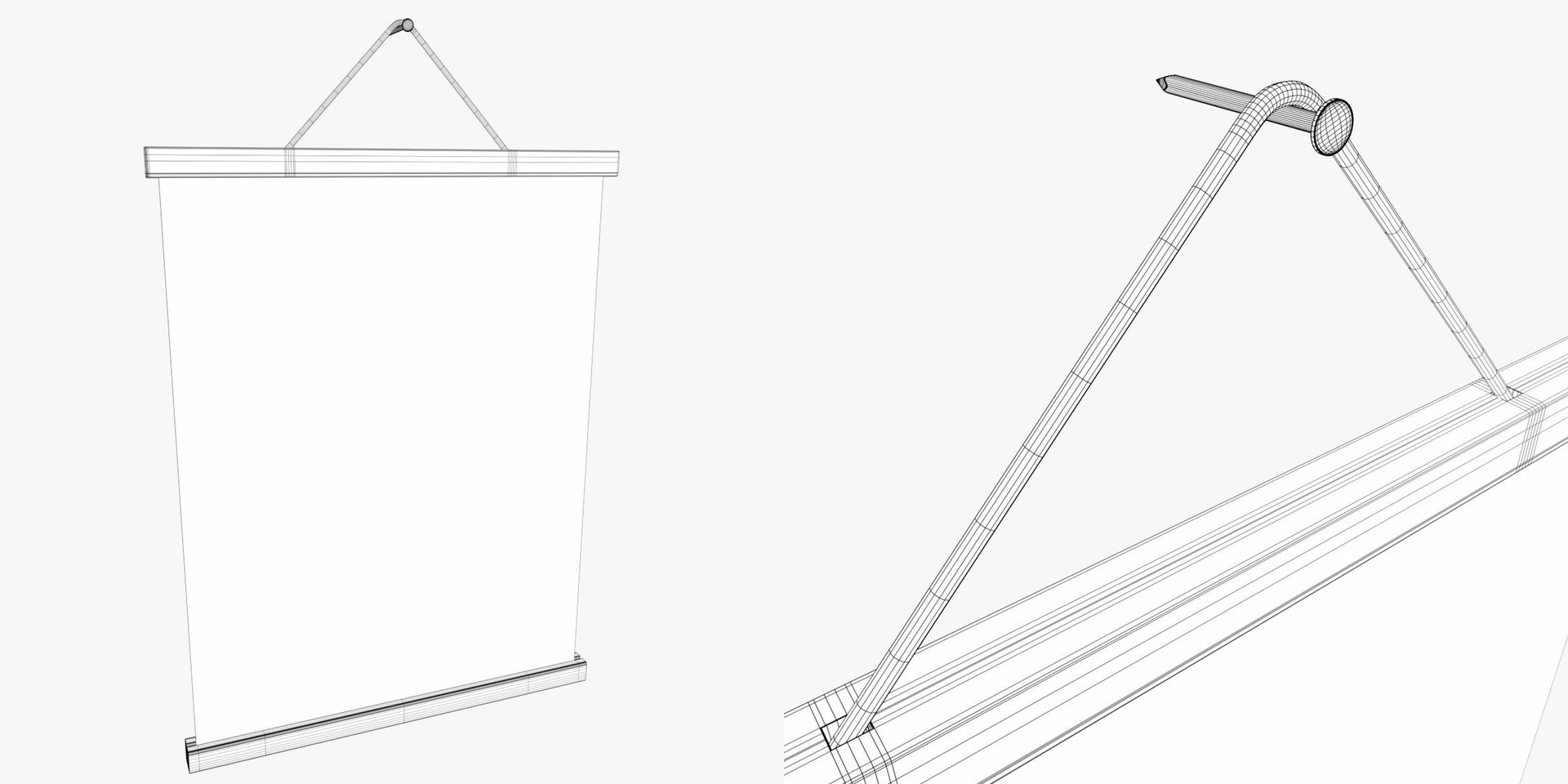 Poster display with rope hanger 3D model - TurboSquid 2175619