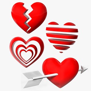Heart Emojis Collection 3D model