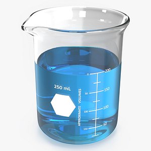Measuring Beaker Blue Liquid 250ml model