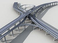 Highway Viaduct flyover 3D model-2 3D model