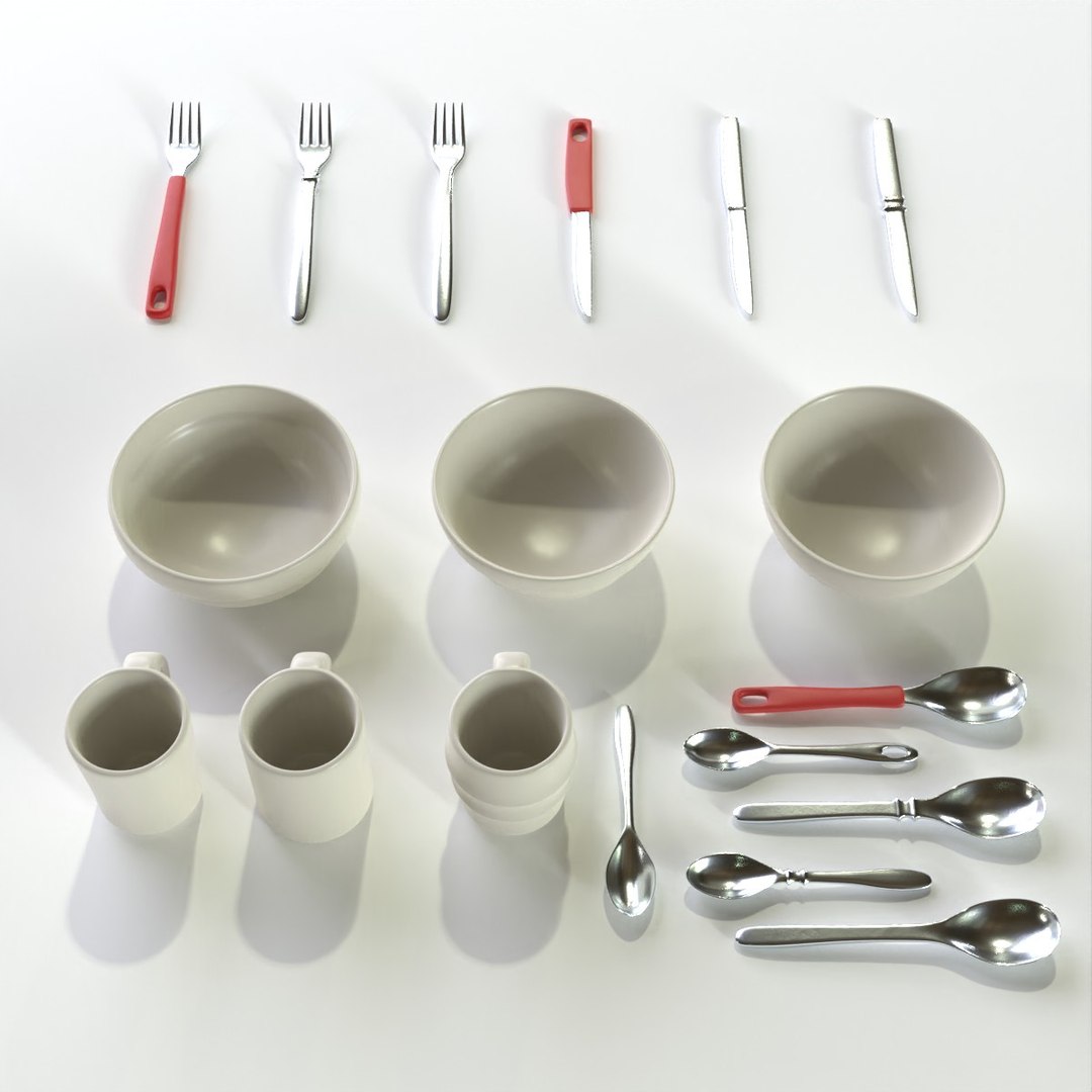 Cutlery - Flatware Set And Dishes 3D - TurboSquid 2037780