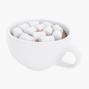 3D Hot chocolate cup with marshmallows