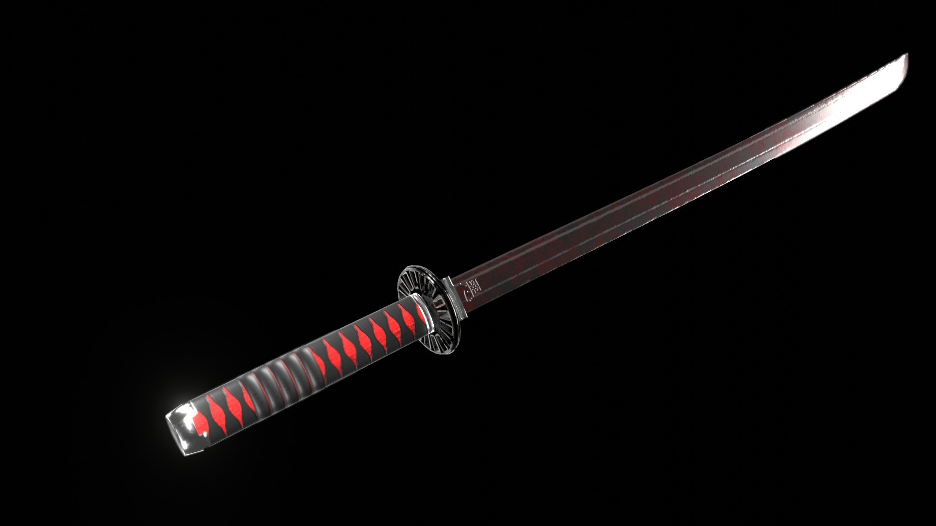 3D Bloodstained Katana - TurboSquid 1744553