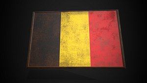 Old Picture Frame With Belgium Flag - Game Ready Low-poly 3D model