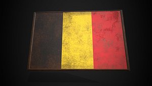 Old Picture Frame With Belgium Flag - Game Ready Low-poly 3D model