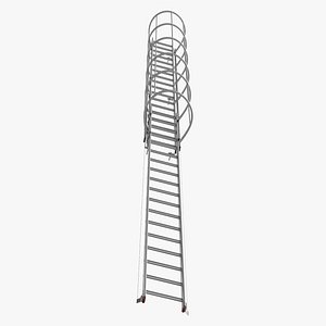 3D Fire Escape Dropdown Ladder Rigged for Maya