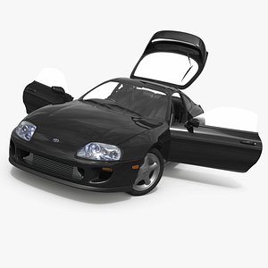 3D Fourth Generation Toyota Supra Black Rigged for Maya