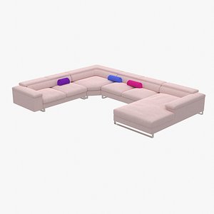 Pink Sectional Sofa 3D
