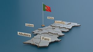 Portugal detailed map with Animated flag