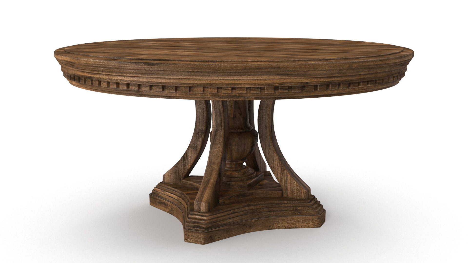 Dark Wood Round Table Model - TurboSquid 1816958