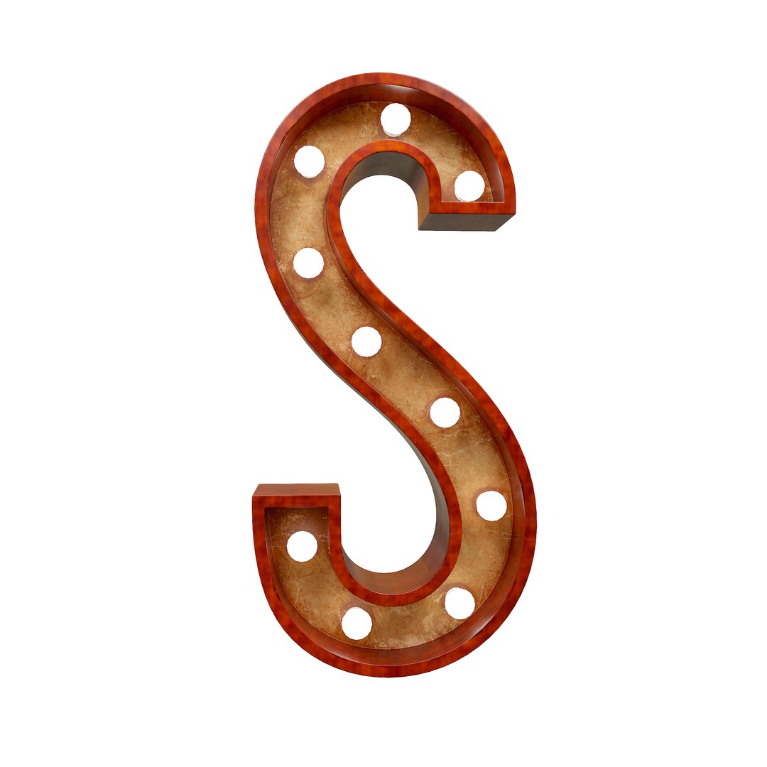 3D Marquee Letter S Light Bulb Wooden Glow Sign Model - TurboSquid 1974629