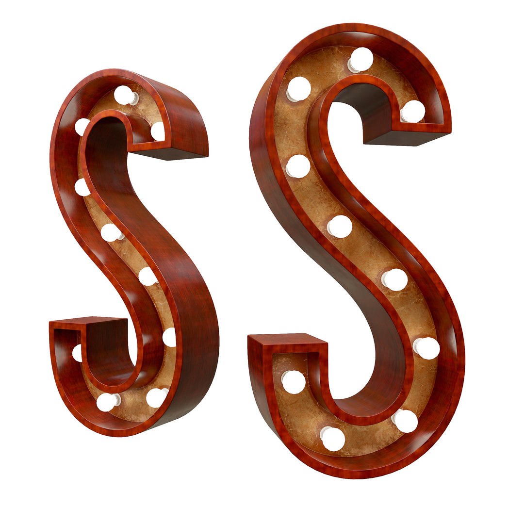 3D Marquee Letter S Light Bulb Wooden Glow Sign Model - TurboSquid 1974629