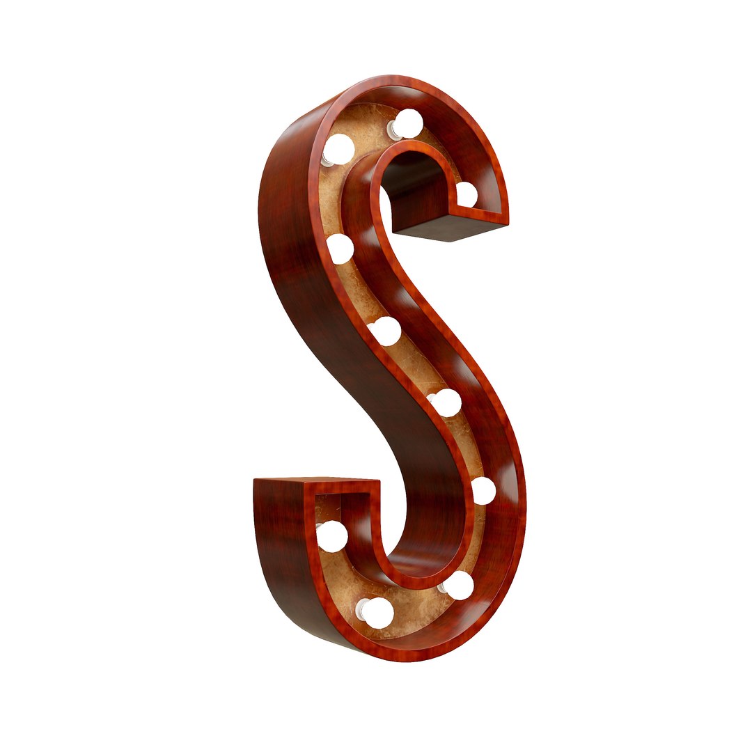 3D Marquee Letter S Light Bulb Wooden Glow Sign Model - TurboSquid 1974629