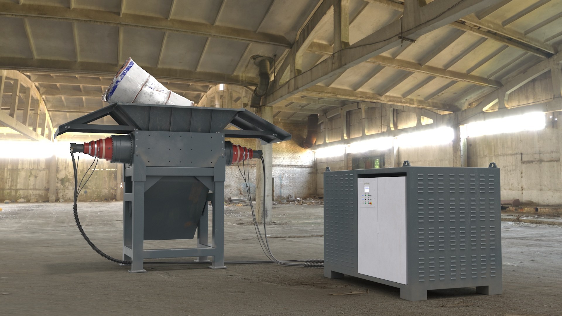 Working Industrial Metal Shredder 3D model preview