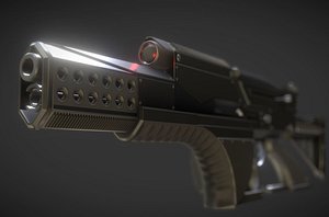 high-poly futuristic weapon concept 3d dxf