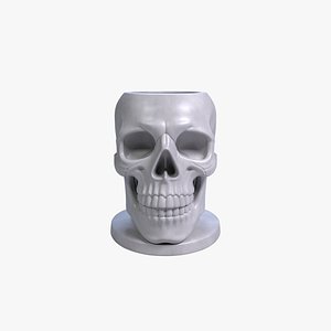 Skull Pen Holder Macabre Desk Organizer STL File 3D Printable File 3D