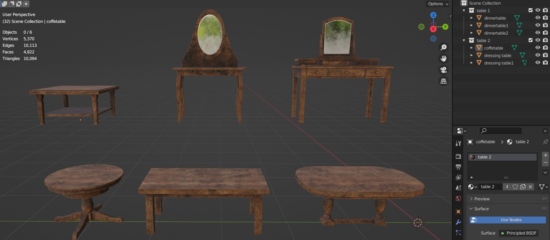 Set Of 6 Old Tables 3D - TurboSquid 2071297