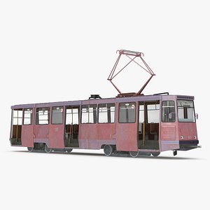 3D Retro Tram KTM-5 Old Rigged model