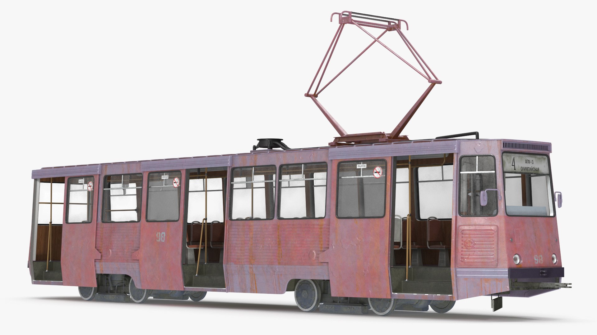 Retro Tram KTM-5 Old Rigged 3D model preview