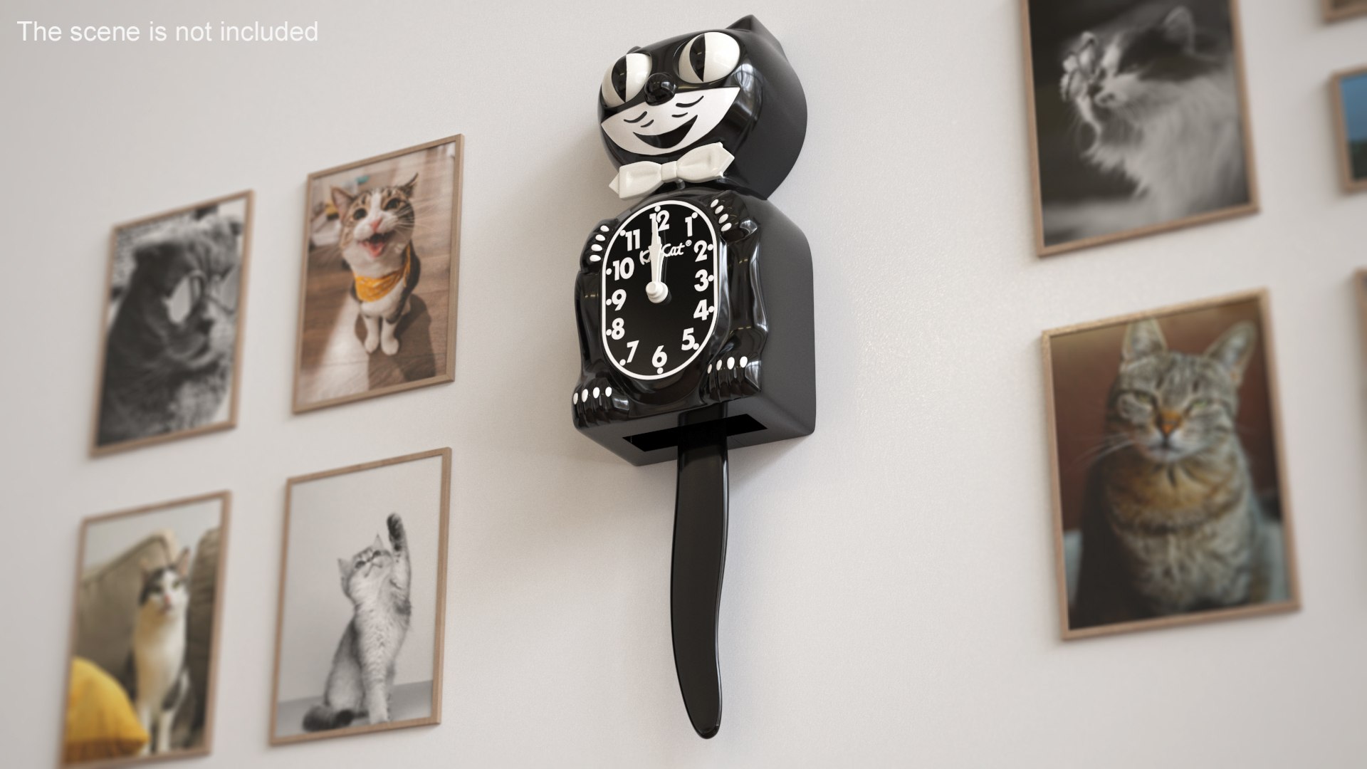 Classic Black Kit Cat Clock Rigged for Maya 3D model preview