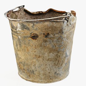 Old dirty metal bucket