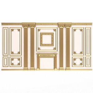 Boiserie Classic Wall with Mouldings 02 White 3D model