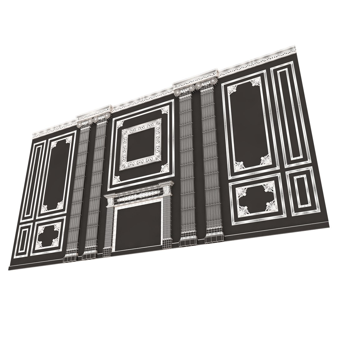 Boiserie Classic Wall with Mouldings 02 White 3D model https://p.turbosquid.com/ts-thumb/rA/7iP4lg/vz/wireframe11/jpg/1707988823/1920x1080/fit_q87/bd6ea5607cfa3978eb882e9ccdb83b526498380e/wireframe11.jpg