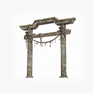 3D model Ancient Asian stone torii