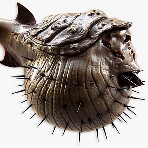Fish low poly model - Porcupinefish Diodon lowpoly - 6