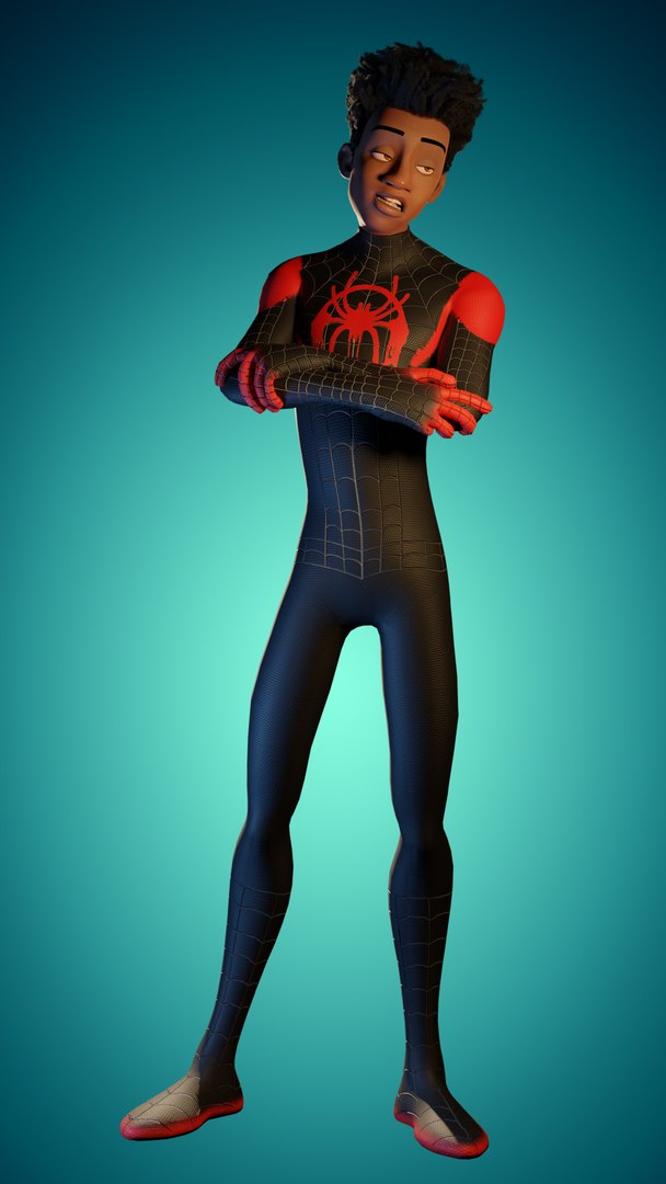 Miles Morales From Spider-Man Into the Spider-Verse 3D model https://p.turbosquid.com/ts-thumb/rA/FBbLoq/gG/frontspider/png/1687092795/1920x1080/fit_q87/84ff6c829bbf1f783452438cf302c6e634733c8c/frontspider.jpg