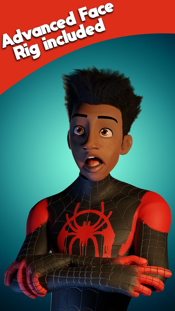 Miles Morales From Spider-Man Into the Spider-Verse 3D model https://p.turbosquid.com/ts-thumb/rA/FBbLoq/ib/portraitspider1/png/1687110492/1920x1080/fit_q87/bf0130c031b8424a63df8f13866355897d0d87ef/portraitspider1.jpg