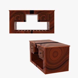 3D Normal Table With Drawers model