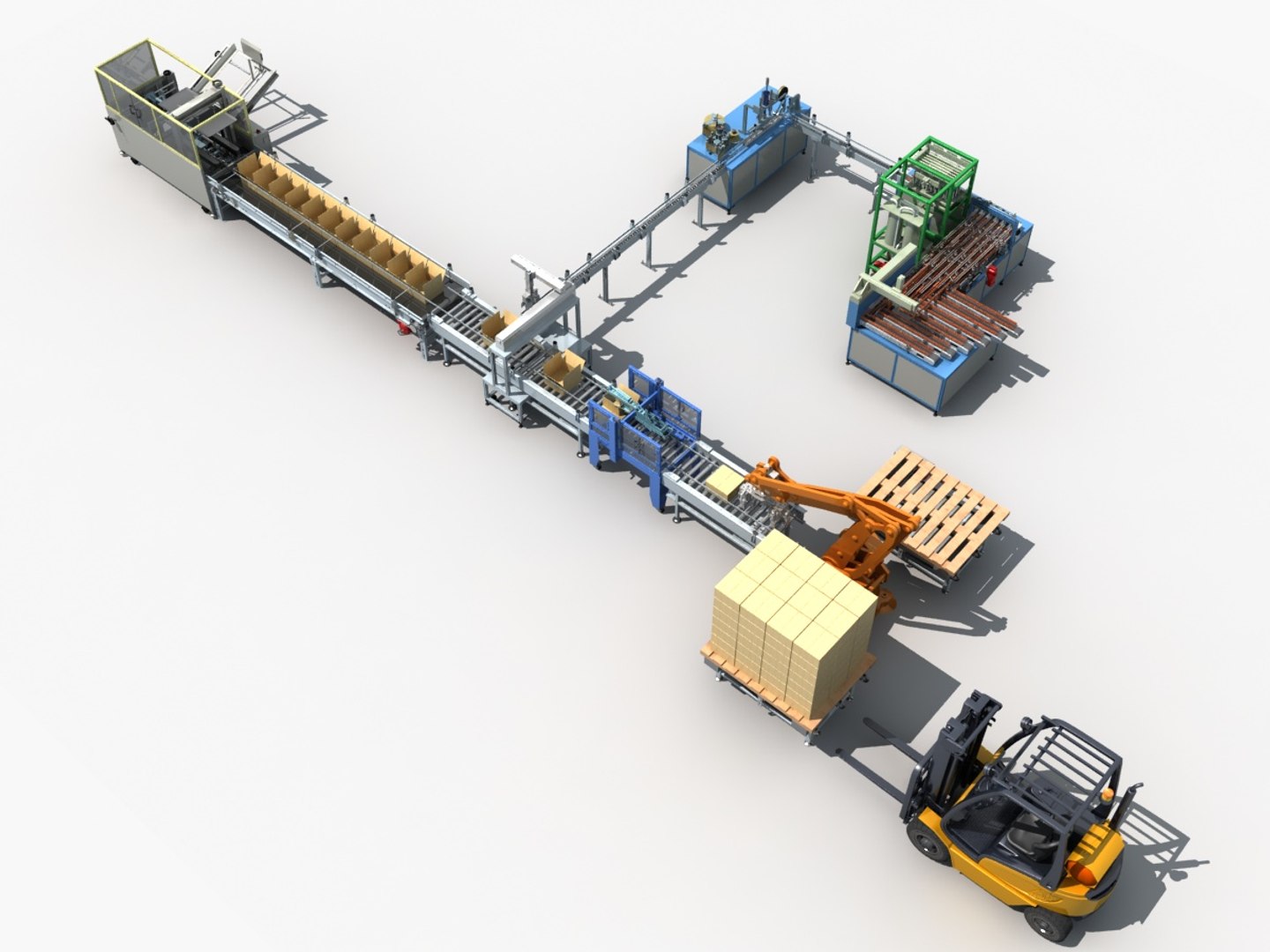 Automatic Production Packing Line 3D Model - TurboSquid 1206725