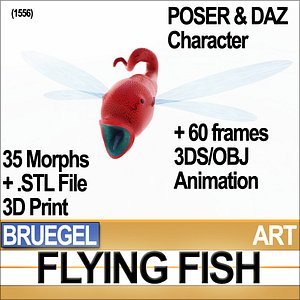 Bruegel Flying Fish Creature Poser Daz Animation Stl
