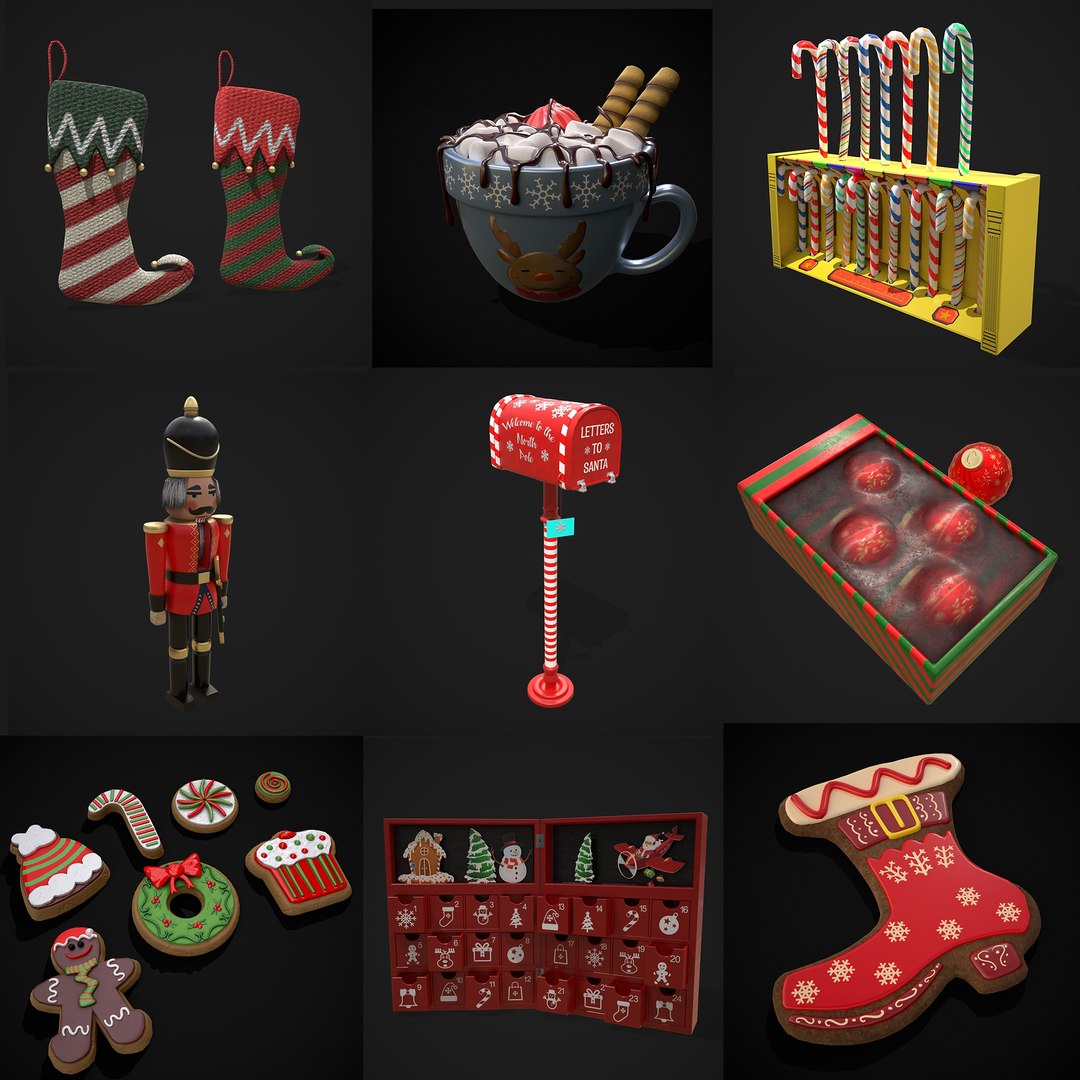 3D Christmas Prop Mix Four Model - TurboSquid 2035105