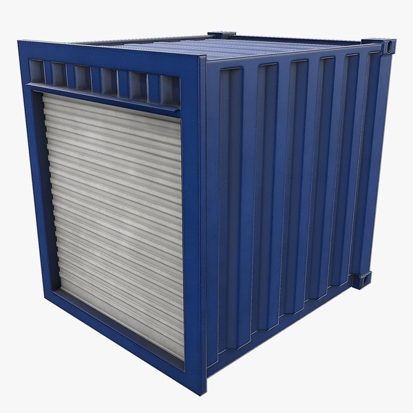 3D 10ft Container With Roll-Up Door - Blue