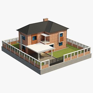 Two Storey Brick House 3D model